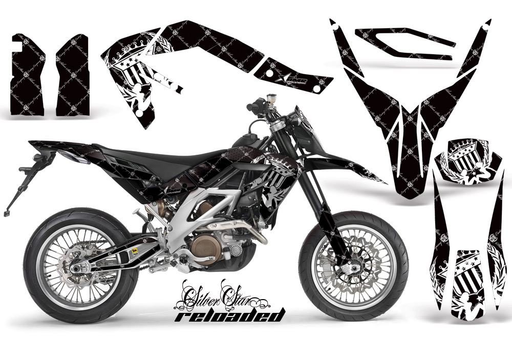 Aprilia SXV450 08 Graphics Kit Reloaded WhiteBlackBG